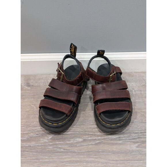 Dr Doc Martens Vegan Blaire Sandals Womens 5 EU 36 Brown Chunky Bouncing Sole - Picture 1 of 16